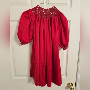 Royal Child Red Smocked Dress with Embroidered Details Size 4